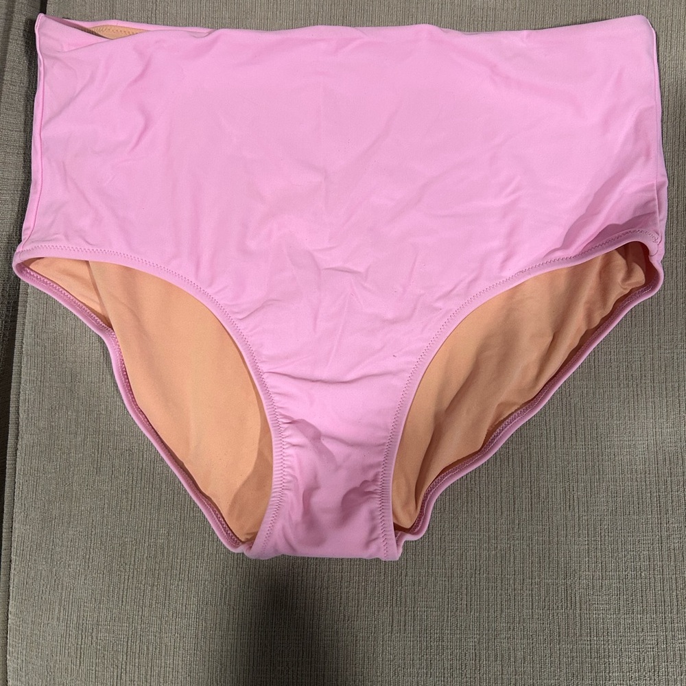 J. Crew Pink High-Waisted bikini/tankini bottom.
